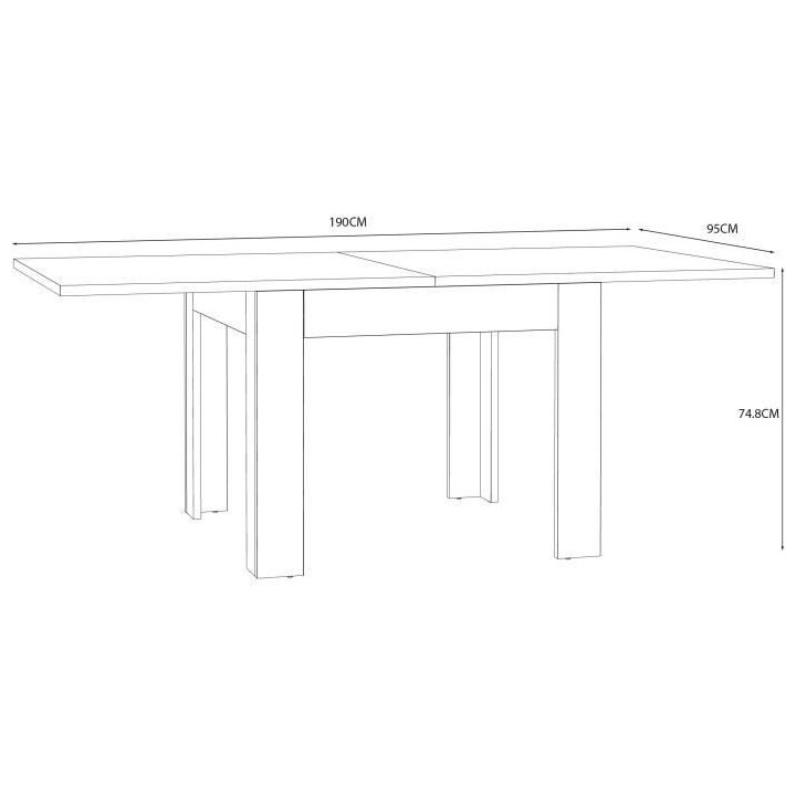 Table a manger extensible NUORI - Décor chene artisan - 6/8 personnes