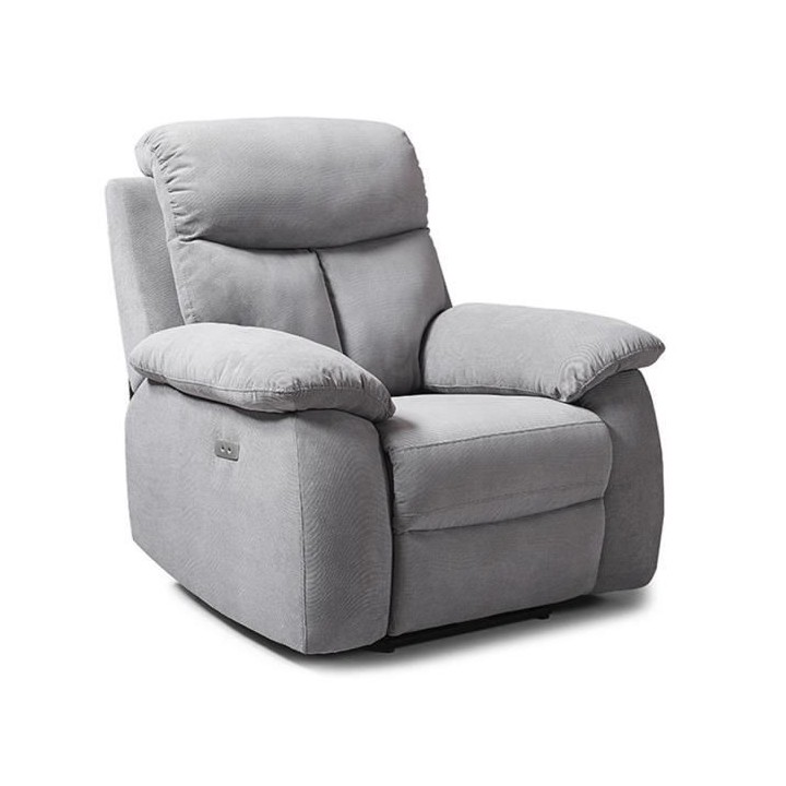 Fauteuil relax électrique - BELEM - Tissu Gris - L 97 x P 94 x H 101