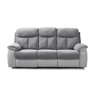 Canapé relax électrique 3 places - BELEM - Tissu Gris clair et Gris