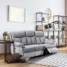 Canapé relax électrique 3 places - BELEM - Tissu Gris clair et Gris foncé - L 204 x P 94 x H 101 cm