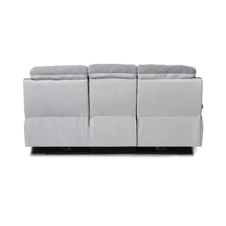 Canapé relax électrique 3 places - BELEM - Tissu Gris clair et Gris