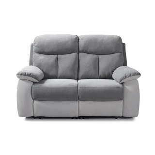 Canapé relax manuel 2 places - BELEM - Tissu Gris clair et Gris fonc