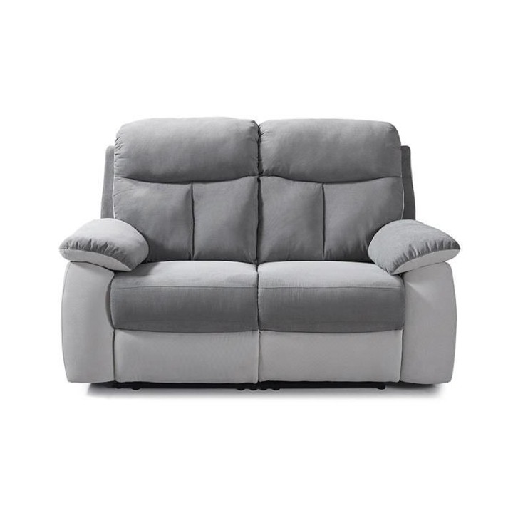 Canapé relax manuel 2 places - BELEM - Tissu Gris clair et Gris fonc