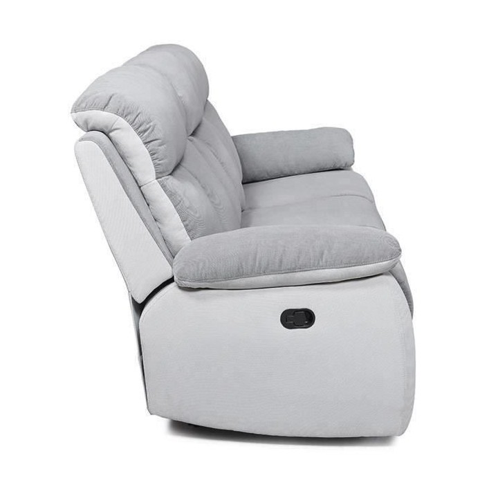 Canapé 3 places relaxation manuelle - Tissu Gris clair et Gris foncé