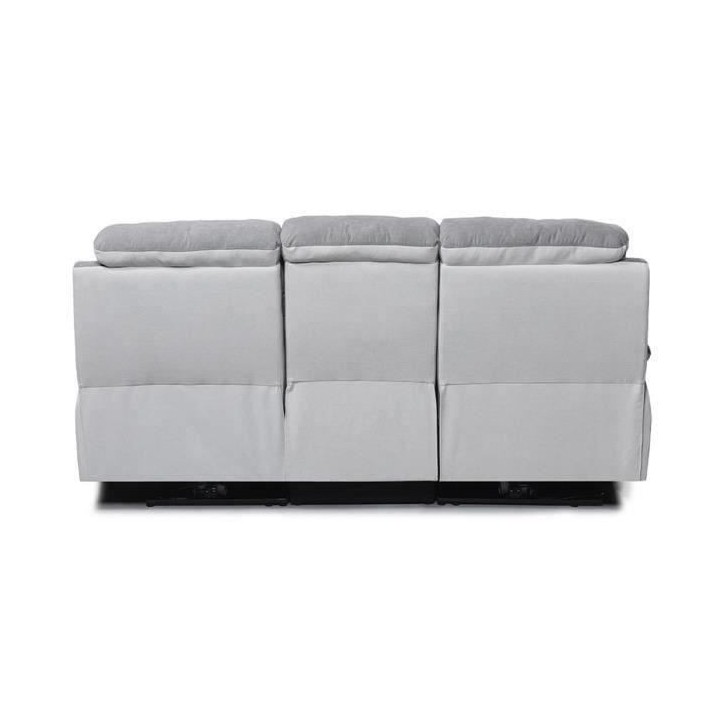 Canapé 3 places relaxation manuelle - Tissu Gris clair et Gris foncé