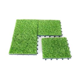 GARDEN MOOD Lot de 10 dalles clipsables en gazon synthétique 10 mm