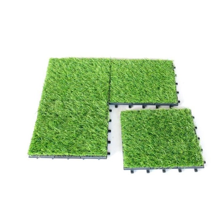 GARDEN MOOD Lot de 10 dalles clipsables en gazon synthétique 10 mm