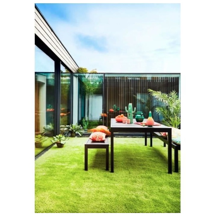 GARDEN MOOD Lot de 10 dalles clipsables en gazon synthétique 10 mm