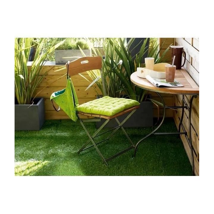 GARDEN MOOD Lot de 10 dalles clipsables en gazon synthétique 10 mm