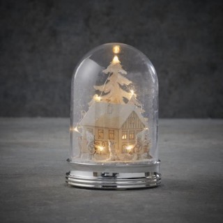 Cloche scene hiver blanc chaud led fonctionnant sur batterie - h14xd10