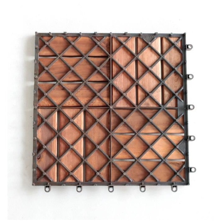 Garden Mood Lot de 10 dalles clipsables de 12 lattes en acacia foncé