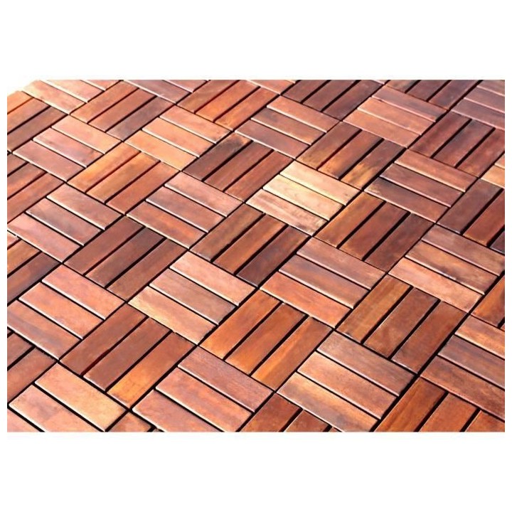 Garden Mood Lot de 10 dalles clipsables de 12 lattes en acacia foncé