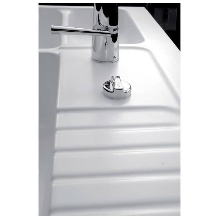 EWI Evier cuisine a poser timbre d'office 2 bacs + 1/2 bac - Céramiqu