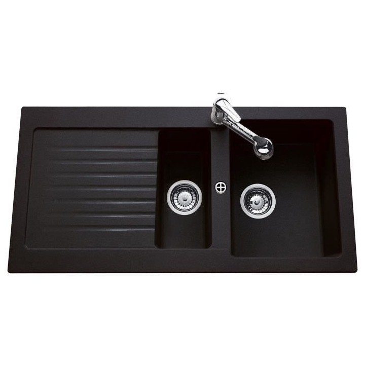 EWI Evier cuisine a encastrer 1,5 bac + 1 égouttoir Spirelle - Résin