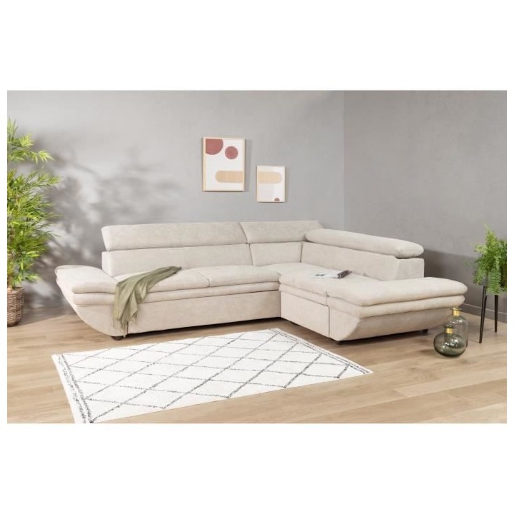 Canapé d'angle convertible droit 4 places LUKE - Tissu All senses bei