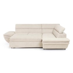 Canapé d'angle convertible droit 4 places LUKE - Tissu All senses beige - L 265 x P 204 x H 74 cm - MINIMAX