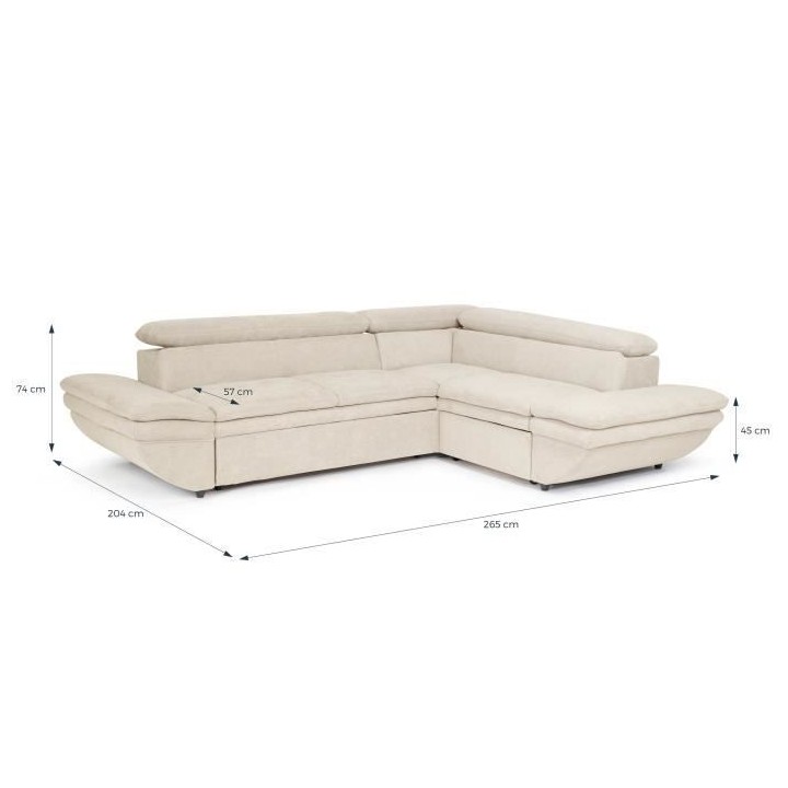 Canapé d'angle convertible droit 4 places LUKE - Tissu All senses bei