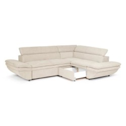 Canapé d'angle convertible droit 4 places LUKE - Tissu All senses beige - L 265 x P 204 x H 74 cm - MINIMAX