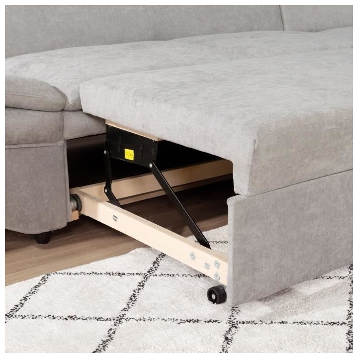Canapé d'angle convertible droit 4 places LUKE - Tissu All senses gri