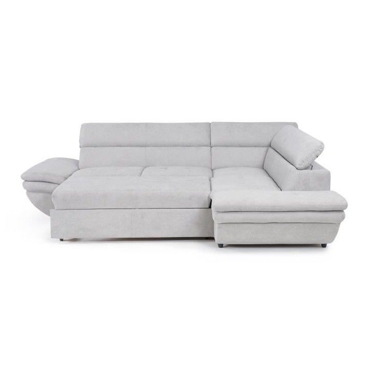 Canapé d'angle convertible droit 4 places LUKE - Tissu All senses gri