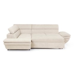 Canapé d'angle convertible gauche 4 places LUKE - Tissu All senses beige - L 265 x P 204 x H 74 cm - MINIMAX