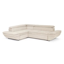 Canapé d'angle convertible gauche 4 places LUKE - Tissu All senses beige - L 265 x P 204 x H 74 cm - MINIMAX