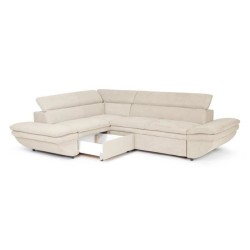 Canapé d'angle convertible gauche 4 places LUKE - Tissu All senses beige - L 265 x P 204 x H 74 cm - MINIMAX