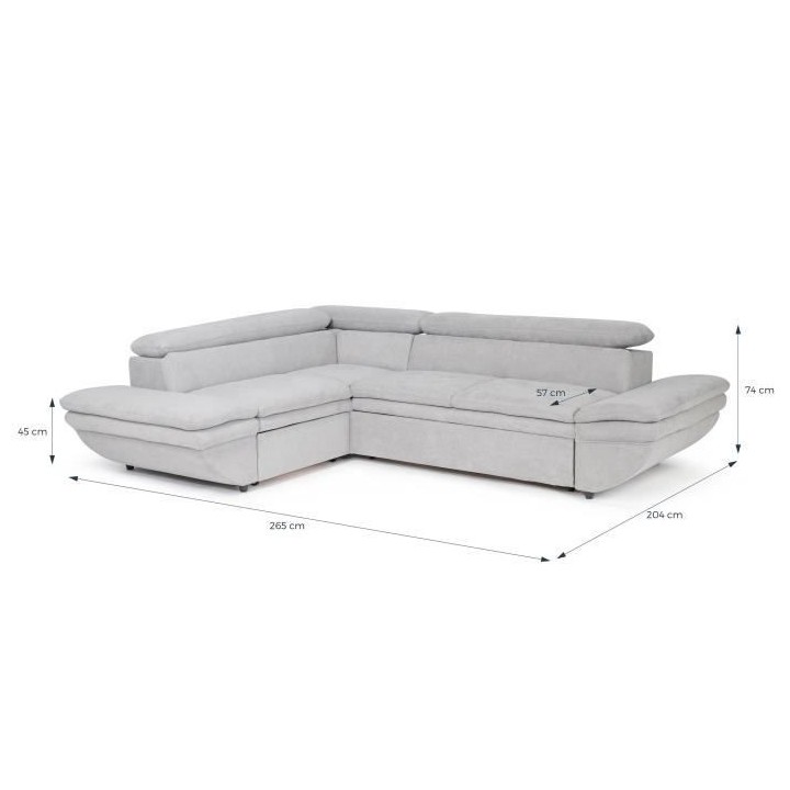 Canapé d'angle convertible gauche 4 places LUKE - Tissu All senses gr