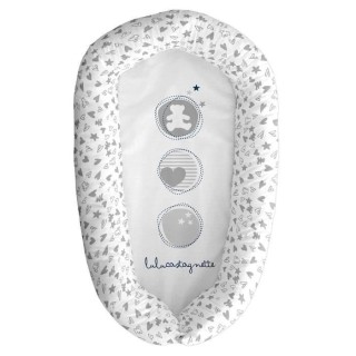 LULU CASTAGNETTE - Coussin couffin ALLOVER CoeUR NAVY 48x90 cm - Airba