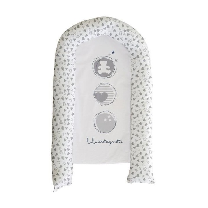 LULU CASTAGNETTE - Coussin couffin ALLOVER CoeUR NAVY 48x90 cm - Airba