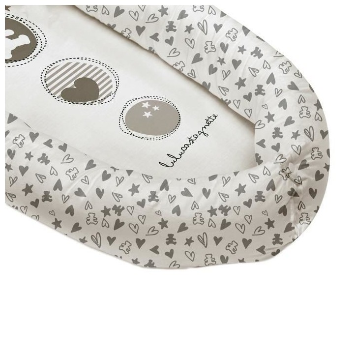 LULU CASTAGNETTE - Coussin couffin ALLOVER CoeUR NAVY 48x90 cm - Airba