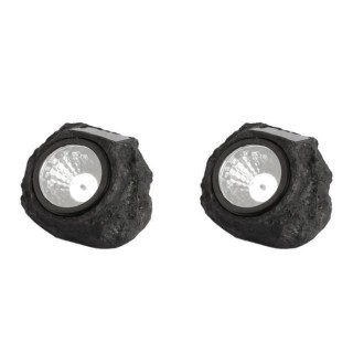 LUMI JARDIN Lot de 2 rochers solaires de jardin Rocky - A poser - LED