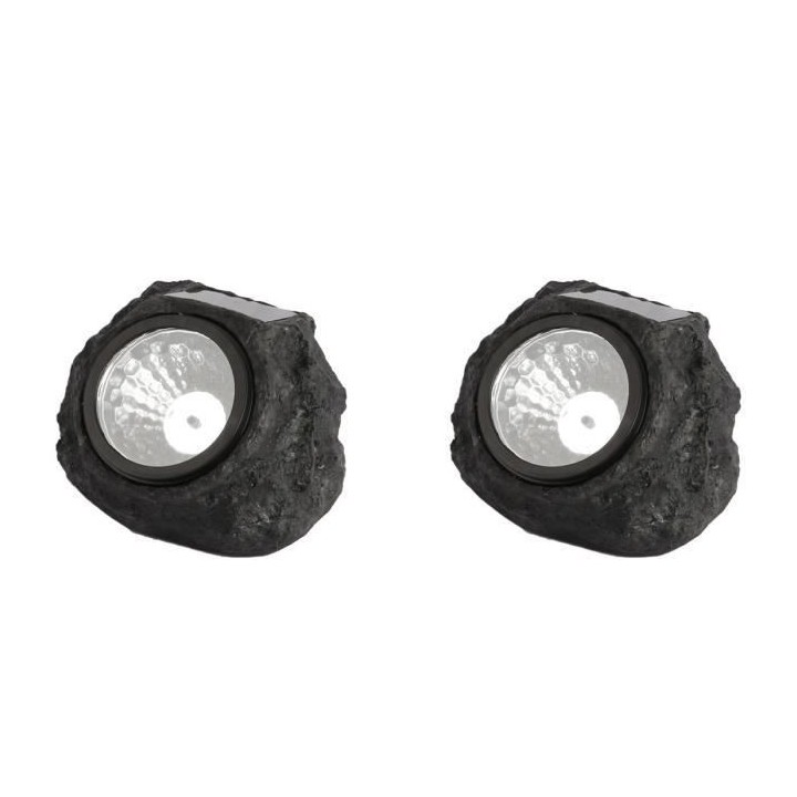 LUMI JARDIN Lot de 2 rochers solaires de jardin Rocky - A poser - LED