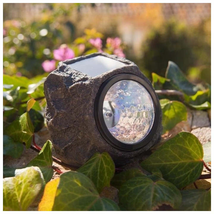 LUMI JARDIN Lot de 2 rochers solaires de jardin Rocky - A poser - LED