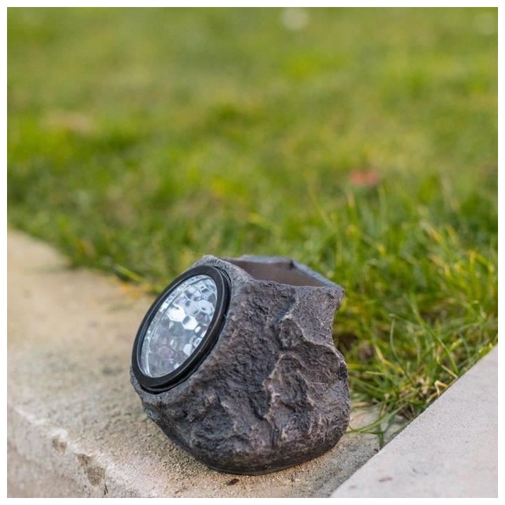 LUMI JARDIN Lot de 2 rochers solaires de jardin Rocky - A poser - LED