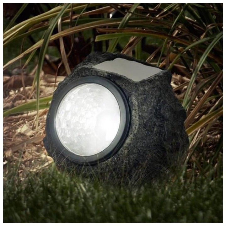 LUMI JARDIN Lot de 2 rochers solaires de jardin Rocky - A poser - LED