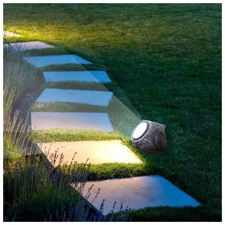 LUMI JARDIN Lot de 2 rochers solaires de jardin Rocky - A poser - LED