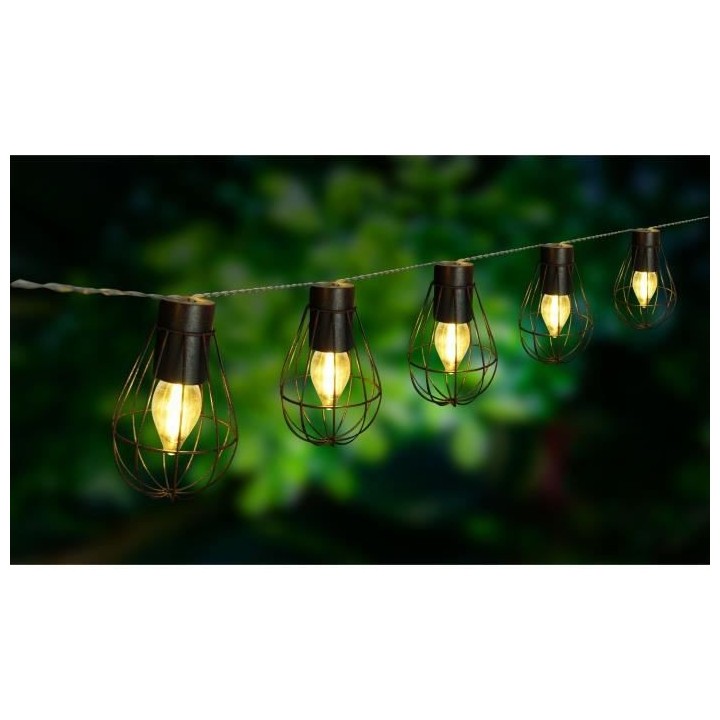LUMIJARDIN Guirlande solaire cage Keny avec 10 ampoules décoratives