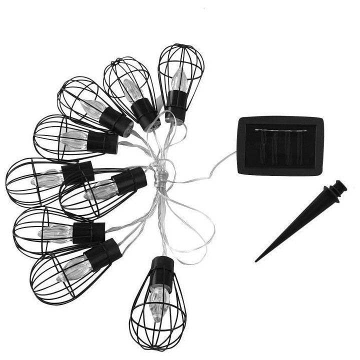 LUMIJARDIN Guirlande solaire cage Keny avec 10 ampoules décoratives