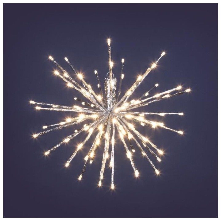 Twig Ball argentée, BRAA, 80 LED BLANC CHAUD Ø5mm