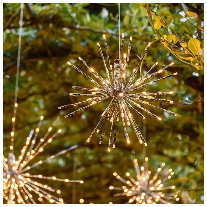 Twig Ball argentée, BRAA, 80 LED BLANC CHAUD Ø5mm