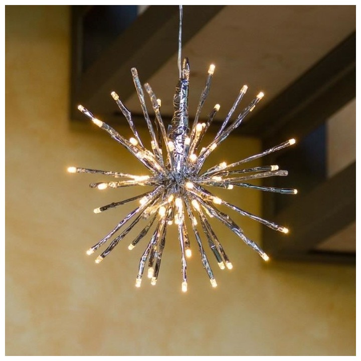 Twig Ball argentée, BRAA, 80 LED BLANC CHAUD Ø5mm