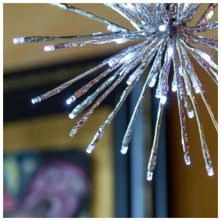 Twig Ball argentée, BRAA, 80 LED BLANC Ø5mm