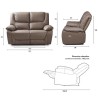 Canapé relax électrique - 2 places - SALVADOR - Cuir de buffle - Marron - L 151 x P 96 x H 103 cm