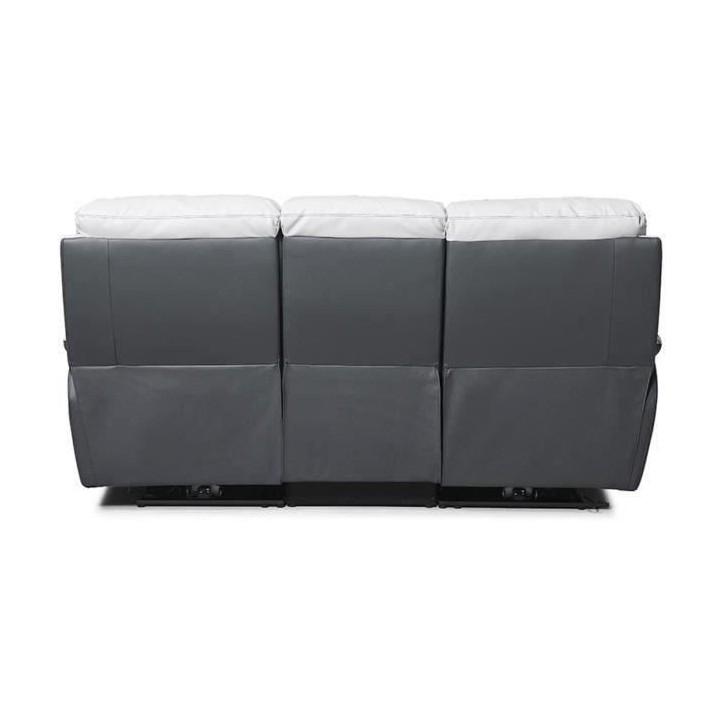 Canapé 3 places relaxation électrique - Simili Gris clair et Gris fo