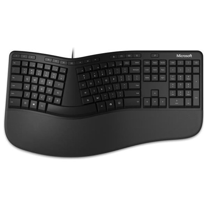 MICROSOFT Clavier Ergonomique Filaire USB - Noir - AZERTY
