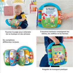 Fisher-Price - Livre Interactif Comptines - Livre bébé - 6 mois et +