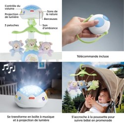 Fisher-Price - Mobile Doux Reves Papillon - Mobile lit bébé - 0 ans et +