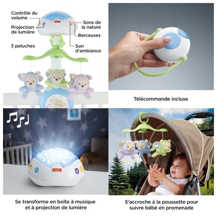 Fisher-Price - Mobile Doux Reves Papillon - Mobile lit bébé - 0 ans
