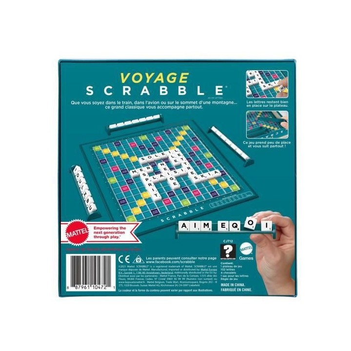SCRABBLE VOYAGE Jeu de société - 2 a 4 joueurs - 10 ans et +